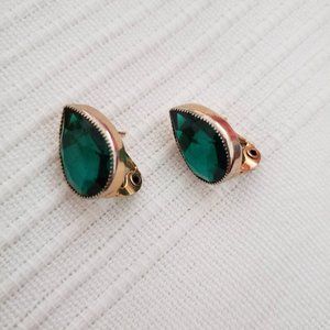 Vintage Faux Emerald Teardrop Earrings